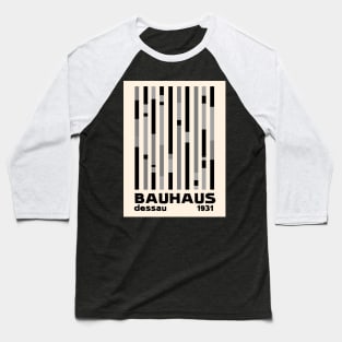 Bauhaus Dessau 1931 Modernist Homage Black Gray Cream Baseball T-Shirt